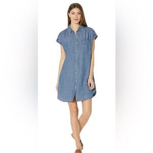 Lilla P Chambray‎ Button Down Cap Sleeve Dress
